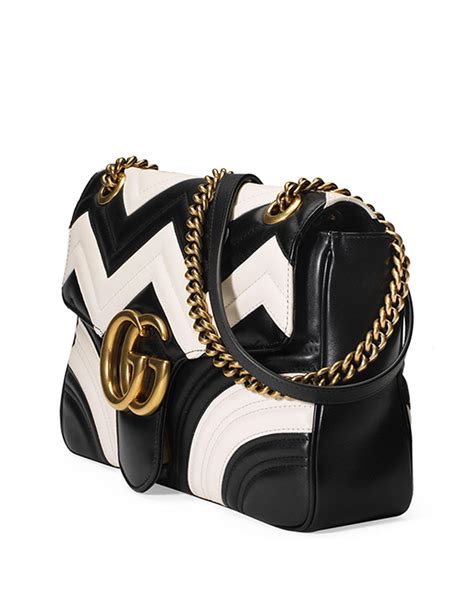 gucci marmont chevron black and white|Gucci Marmont large shoulder bag.